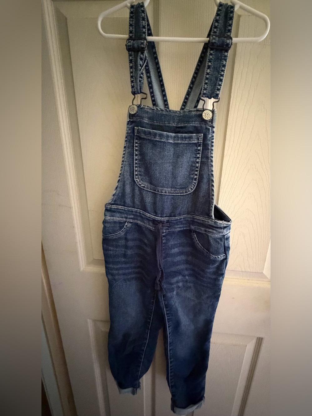 Justice Kid’s Distressed Blue Denim Overalls